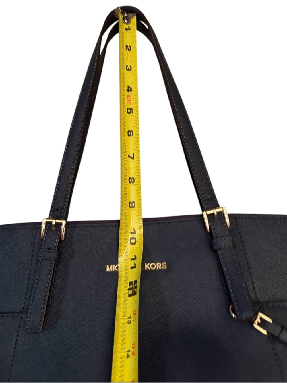 Michael Kors Blue Leather Medium Jet Set Top Zip Tote Navy Blue - Picture 13 of 13